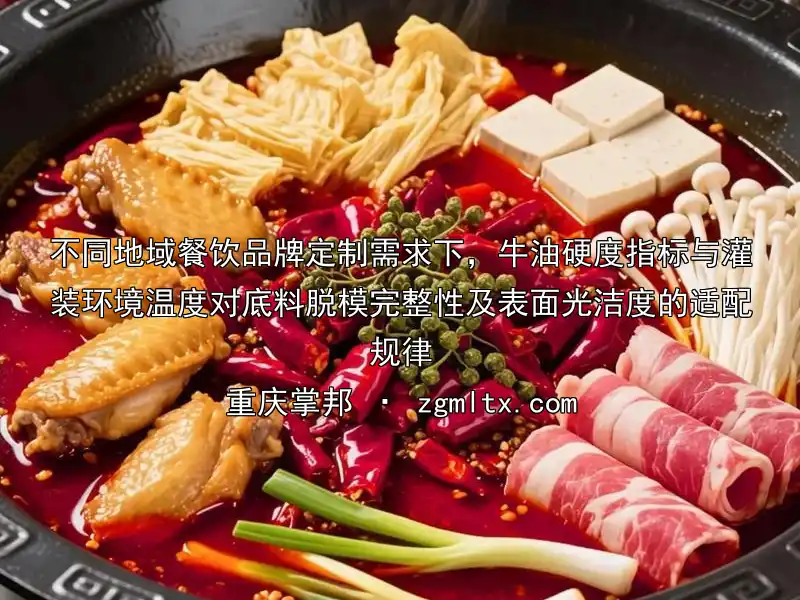 不同地域餐饮品牌定制需求下，牛油硬度指标与灌装环境温度对底料脱模完整性及表面光洁度的适配规律